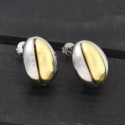 Двухцветные серьги-гвоздики из латуни для женщин EJEW-U057-04G-B-1