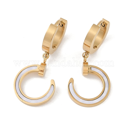 Серьги-кольца из нержавеющей стали 201 с вакуумным покрытием PVD EJEW-I309-47G-1