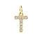 Brass Cubic Zirconia Pendants with Jump Rings, Real 18K Gold Plated, Letter T, 15.7x10x2.2mm, Hole: 2.8mm
