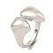 Double Heart Rack Plating Brass Open Cuff Rings, Cadmium Free & Lead Free, Platinum, US Size 5 1/4(15.9mm)