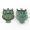 Zinc Alloy Pendants, Cadmium Free & Nickel Free & Lead Free, Owl, Antique Bronze & Green Patina, 46x32x5mm, Hole: 3mm