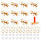 DIY Bowknot Brass Stud Earring Making Findings Kits, with 30Pcs 304 Stainless Steel Open Jump Rings and 30Pcs Plastic Ear Nuts, Real 18K Gold Plated, 16x8mm, Hole: 1.5mm, Pin: 0.7mm, 12pcs