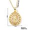 Brass Cubic Zirconia Vintage Virgin Mary Statue Pendant Necklaces, Golden, Clear, 15.75 inch(40cm)