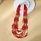 Bohemia Style Glass Seed Bead Multi-strand Necklaces, with Platinum Iron Findings, FireBrick, 20.87 inch(53cm)