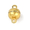 Rack Plating Brass Magnetic Clasps, with Loops, Cadmium Free & Lead Free, Long-Lasting Plated, Round, Real 18K Gold Plated, 11.5x7x7mm, Hole: 1.6mm