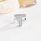 Brass Micro Pave Clear Cubic Zirconia Cuff Rings, Platinum, Letter T, Inner Diameter: Adjustable