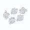 Brass Micro Pave Cubic Zirconia Links, Square, Clear, Real Platinum Plated, 10x7x4mm, Hole: 0.8mm