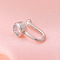 Brass Micro Pave Clear Cubic Zirconia Clip on Nose Rings, Platinum, Flat Round, 12mm, Pin: 0.6mm