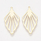 Brass Pendants, Petal, Nickel Free, Real 18K Gold Plated, 31.5x16x1mm, Hole: 0.9mm