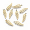 304 Stainless Steel Pendants, with Jump Rings, Laser Cut, Wing, Real 14K Gold Plated, 17x5.5x1mm, Jump Ring: 3x0.4mm, 2.2mm inner diameter
