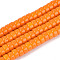 Opaque Solid Color Glass Beads Strands, Flat Round, Dark Orange, 6~6.5x3~3.5mm, Hole: 0.8mm, about 114~116pcs/strand, 14.76~14.96 inch(37.5~38cm)