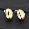 Brass Two Tone Stud Earrings for Women, Rack Plating, Lasting Plated, Cadmium Free & Lead Free, Real 18K Gold Plated, Oval, 12x15.5mm