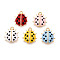 Alloy Enamel Pendants, Cadmium Free & Nickel Free & Lead Free, Light Gold, Ladybug Charm, Rack Plating, Mixed Color, 17.5x15x4mm, Hole: 1.5~1.6mm