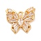 Brass Micro Pave Clear Cubic Zirconia Pendants, Nickel Free, Butterfly, Real 18K Gold Plated, 14x15.5x4mm, Hole: 1.8mm