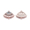 Brass Micro Pave Cubic Zirconia Links connectors, Fan, Colorful, Rose Gold, 17x22x2.2mm, Hole: 1mm
