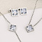 Rhombus 304 Stainless Steel Pave Clear Cubic Zirconia Link Bracelets & Stud Earrings & Pendant Necklaces, Stainless Steel Color, 455mm