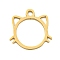Ion Plating(IP) 201 Stainless Steel Charms, Cat Charm, Laser Cut, Real 18K Gold Plated, 13x13x1mm, Hole: 1.5mm