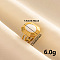 Vintage French Style 304 Stainless Steel Enamel Cuff Ring, Octagon Wide Band Open Ring for Women, Golden