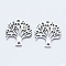 316 Surgical Stainless Steel Micro Pave Cubic Zirconia Links connectors, Tree, Clear, Stainless Steel Color, 15x15x2mm, Hole: 1mm