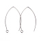 Tarnish Resistant 304 Stainless Steel Earring Hooks, Ear Wire, with Horizontal Loop, Stainless Steel Color, 39~40x24x0.9mm, Hole: 2mm, Pin: 0.9mm