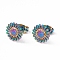 Ion Plating(IP) 304 Stainless Steel Sunflower Stud Earrings for Women, Rainbow Color, 9.5mm, Pin: 0.6mm