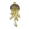 Rack Plating Alloy Enamel Pendants, with ABS Plastic Beads and Rhinestone, Cadmium Free & Nickel Free & Lead Free, Jellyfish, Black, 35x14.5x5.5mm, Hole: 1.6mm