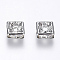 Brass Rhinestone Spacer Beads, Grade A, Nickel Free, Platinum Metal Color, Square, Crystal, 6x6x3mm, Hole: 1mm