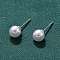 Brass ABS Imitation Pearl Stud Earrings, Cadmium Free & Lead Free, Rack Plating, Round, Platinum, 19x6mm