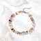 Natural Black Gold Rutilated Quartz Chip Beaded Anklets for Women, with 304 Stainless Steel End Chains, Stainless Steel Color, 9-3/4 inch(246mm)