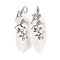 Natural Quartz Crystal Double Terminal Pointed Pendants, Brass Flower Wrapped Faceted Bullte Rock Crystal Charms, Platinum, 50x12x15mm, Hole: 9x5mm