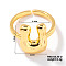Fashionable Letter Brass Open Cuff for Women, Golden, European and American Style, Letter U, Inner Diameter: 17mm