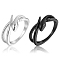 2Pcs 2 Color Alloy Snake Open Cuff Rings Set for Women, Gunmetal & Platinum, US Size 6(16.5mm), 1Pc/color