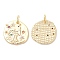 Brass with Cubic Zirconia Pendants, Cadmium Free & Nickel Free & Lead Free, Flat Round, Real 18K Gold Plated, 14x14.5x1.5mm