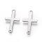 Tarnish Resistant 201 Stainless Steel Links connectors, Sideways Cross, Stainless Steel Color, 23x12.5x1.5mm, Hole: 1.4mm
