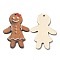 Single Face Printed Wood Big Pendants, Christmas Charms, Gingerbread Man, 55x39x2.5mm, Hole: 2.5mm