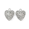 Brass Pendants, Cadmium Free & Nickel Free & Lead Free, Heart, Real Platinum Plated, 22x18x12mm, Hole: 2mm