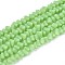 Frosted Opaque Glass Beads Strands, Triangle, Faceted, Light Green, 3~3.5x4~4.5x4~4.5mm, Hole: 0.8mm, about 121~131pcs/strand, 14.37~15.35 inch(36.5~39cm)