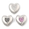Brass Micro Pave Cubic Zirconia Slide Charms, Long-Lasting Plated, Heart, Platinum, 12.5x12.5x5mm, Hole: 1.5x2.5mm and 11x1.5mm