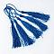 Polyester Tassel Decorations, Pendant Decorations, Blue, 130x6mm, Tassel: 70~90mm
