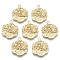 Alloy Pendants, with ABS Plastic Imitation Pearl, Flower, White, Light Gold, 21.5x18x3.5mm, Hole: 1.6mm