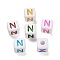 Opaque Acrylic Beads, Enamel Style, Cube with Letter, Letter N, 10x9.5x9mm, Hole: 3.8mm, about 560pcs/500g