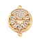 Brass Pave Clear Cubic Zirconia Connector Charms, Cadmium Free & Nickel Free & Lead Free, Flat Round Links, Real 18K Gold Plated, 19x15x3mm, Hole: 1.2mm