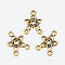 Chandelier Component Links, 3 Loop Connectors, Lead Free and Cadmium Free, Alloy, Star, Antique Golden, about 17.5mm long, 12mm wide, 2mm thick, hole: 1.5mm