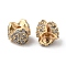 Brass Micro Pave Cubic Zirconia Spacer Beads, Heart, Real 18K Gold Plated, 6.5x5.5mm, Hole: 1mm