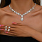 Horse Eye Brass Rhinestone Cup Chains Pendant Necklaces & Stud Dangle Earrings Sets, Clear, Necklace: 11.81 inch(300mm)
