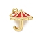 Brass Enamel Charms, Umbrella Charm, with Jump Ring, Lead Free & Cadmium Free, Long-Lasting Plated, Rack Plating, Real 18K Gold Plated, Red, 11.5x11.5mm, Hole: 3.4mm