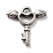 Non-Tarnish 304 Stainless Steel Pendants, Key with Wings, Stainless Steel Color, 18x18x3mm, Hole: 2.5mm