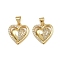 Brass Micro Pave Clear Cubic Zirconia Pendants, Heart, Real 16K Gold Plated, 15.5x14.5x3.5mm, Hole: 3x4mm