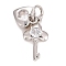 Cubic Zirconia Pendants, with Rack Plating Real 18K Gold Plated Brass Findings, with Jump Rings, Long-Lasting Plated, Lead Free & Cadmium Free, Key & Heart, Platinum, 15mm, Jump Ring: 4.6x0.8mm, 3mm Inner Diameter, Key: 12.5x7x2mm, Heart: 7.5x6.5x2.5mm