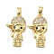 Boy Brass Micro Pave Cubic Zirconia Pendants, Cadmium Free & Nickel Free & Lead Free, Real 18K Gold Plated, 23.5x13.5x5mm, Hole: 5x3mm